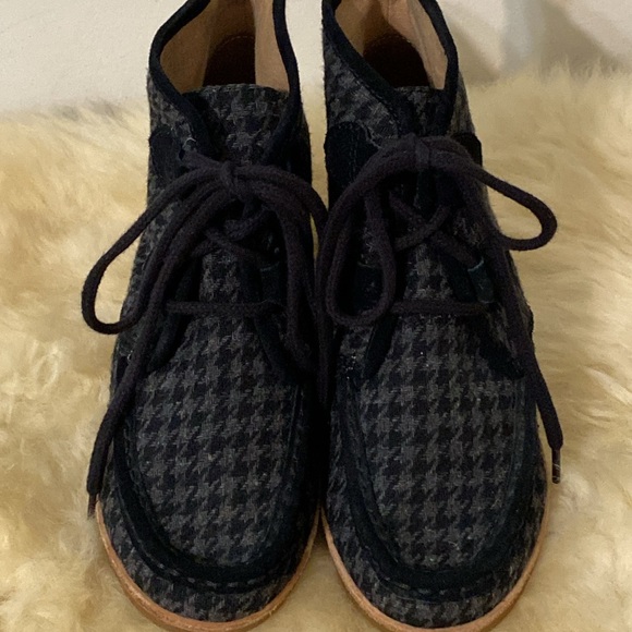 G. H. Bass Houndstooth Cloth and Suede Leather Wedge Moccasin Loafer size 8 - Picture 3 of 13